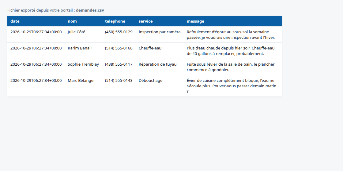 L'export CSV de vos demandes depuis le portail